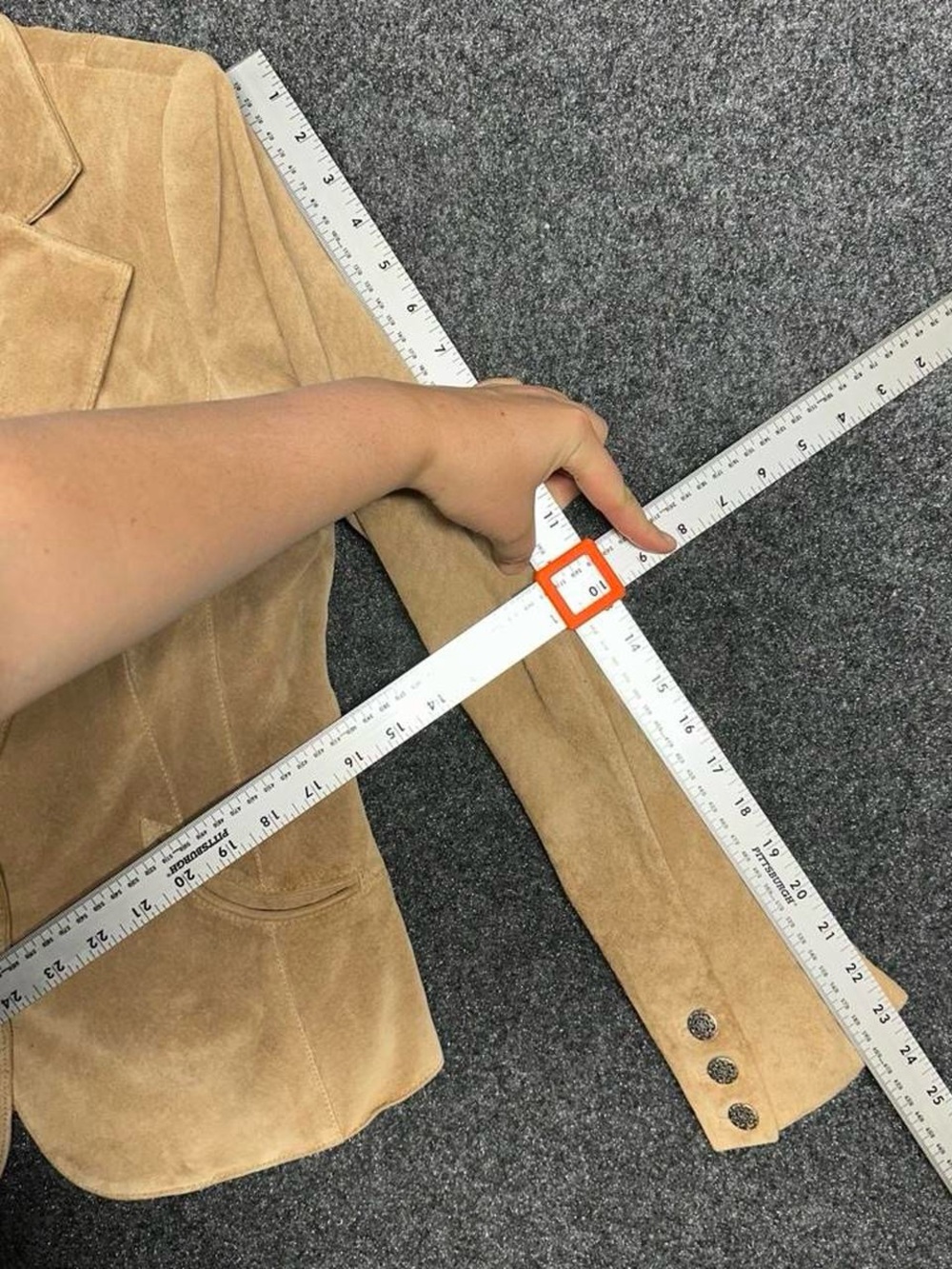 Tan Leather Suede Blazer Jacket Western Cowgirl Americana Old Money Tailored - Picture 7 of 10